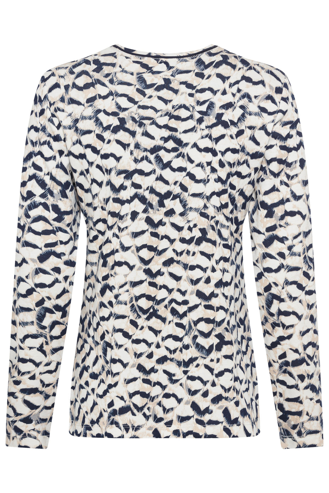 Olsen 11104941 Caffee Latte & Navy Print Top - Experience Boutique