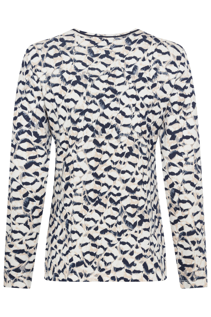 Olsen 11104941 Caffee Latte & Navy Print Top - Experience Boutique