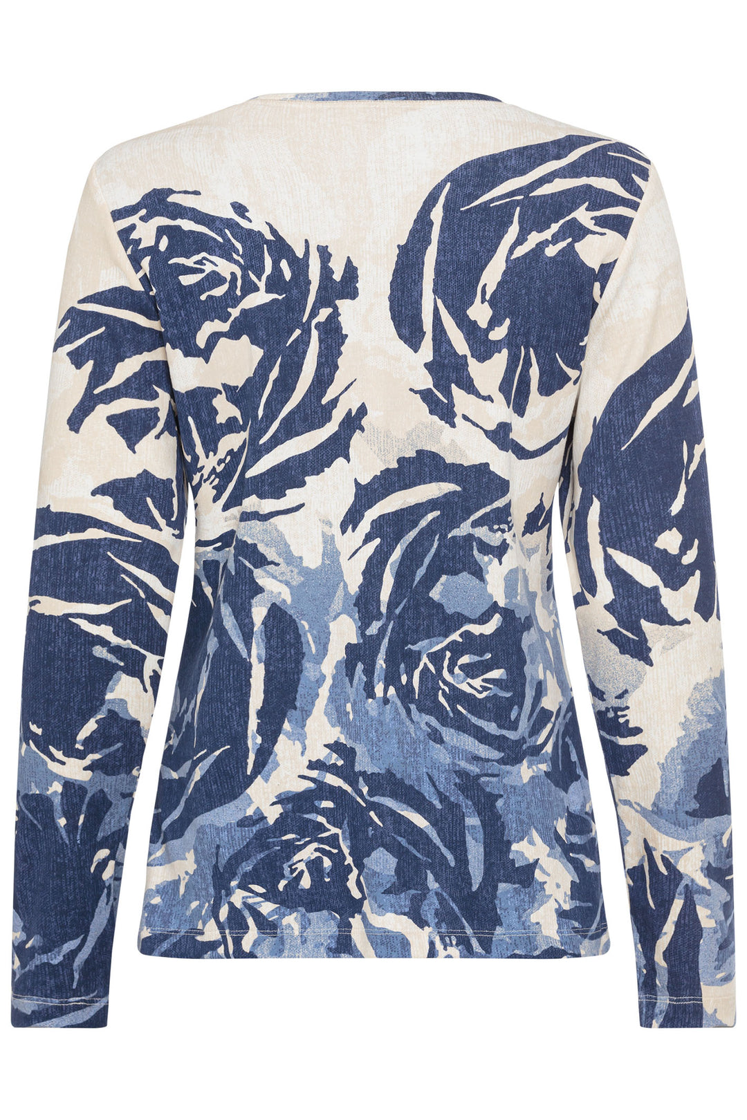 Olsen 11104942 Denim Blue Printed Top - Experience Boutique