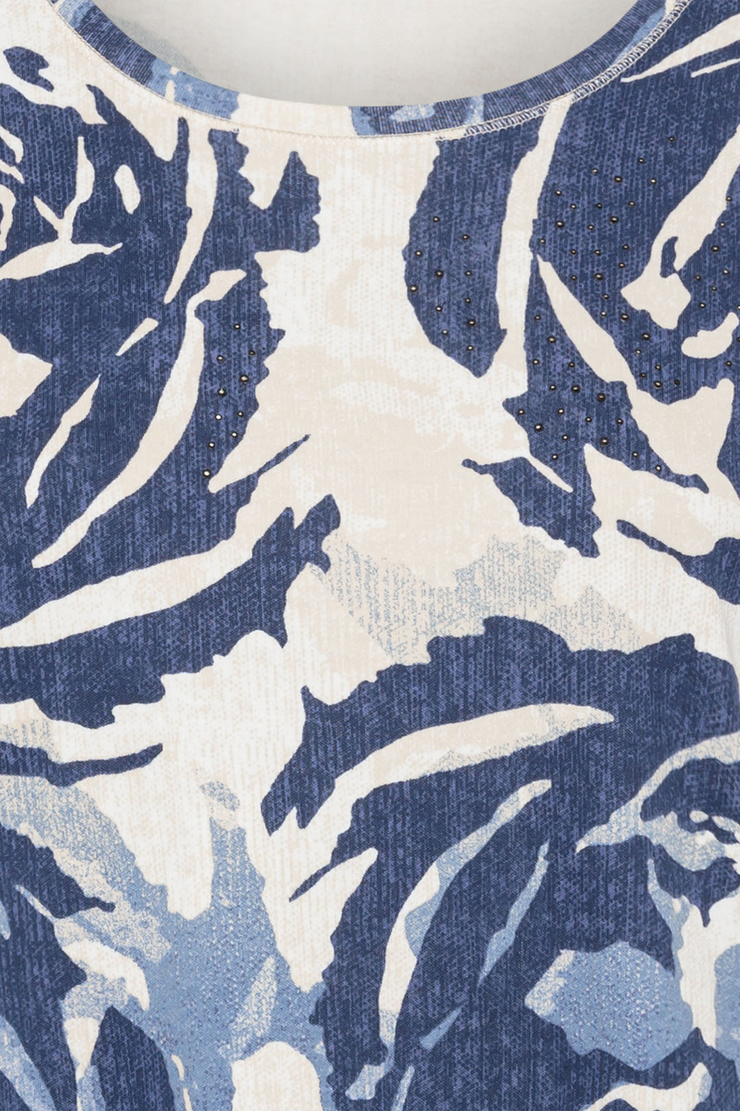 Olsen 11104942 Denim Blue Printed Top - Experience Boutique