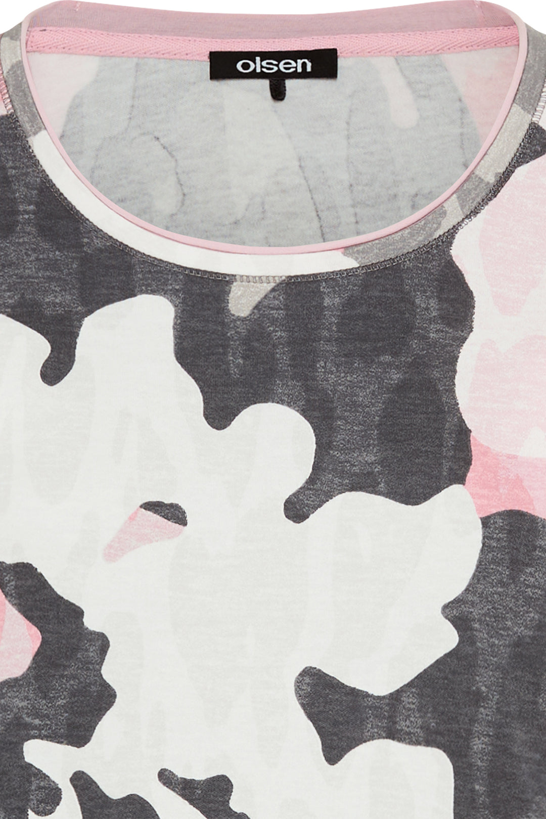 Olsen 11105196 Dark Slate & Blossom Camo Print T-Shirt