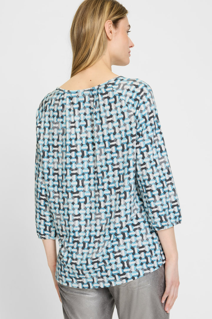 Olsen 11105204 Teal Blue Circle Print T-Shirt