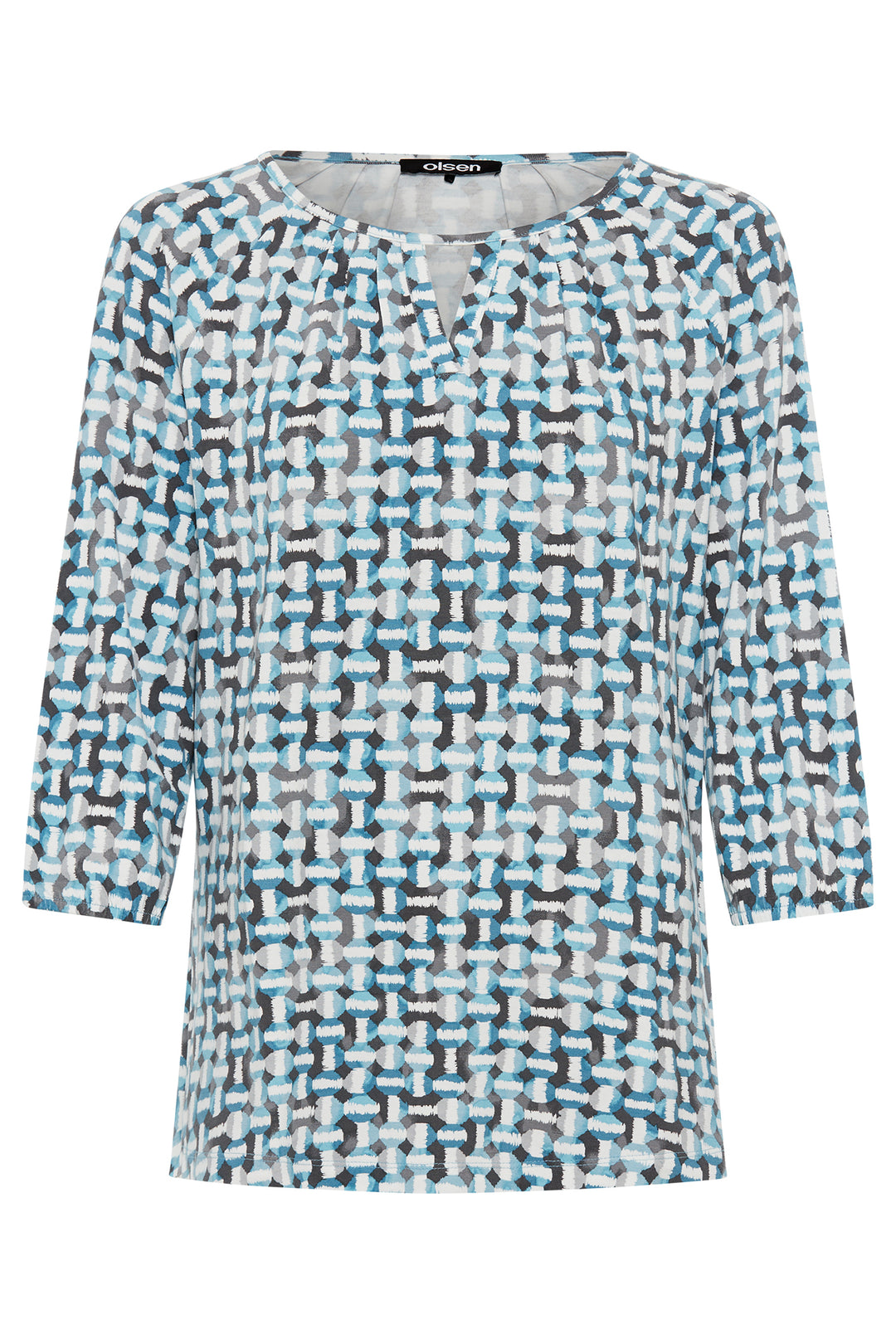 Olsen 11105204 Teal Blue Circle Print T-Shirt