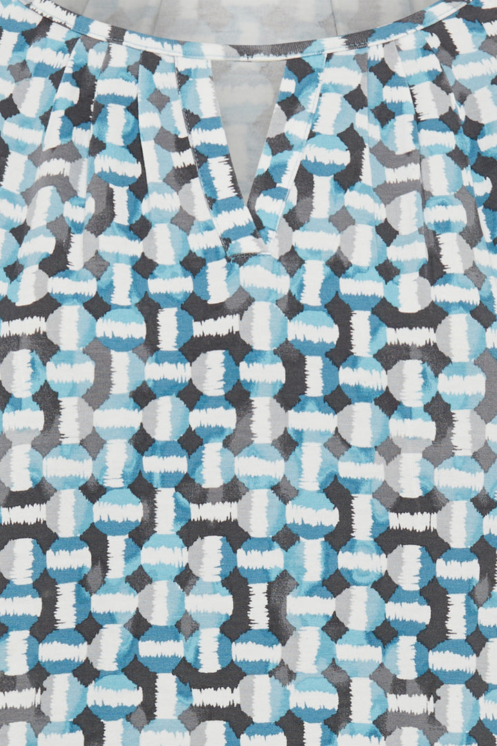 Olsen 11105204 Teal Blue Circle Print T-Shirt