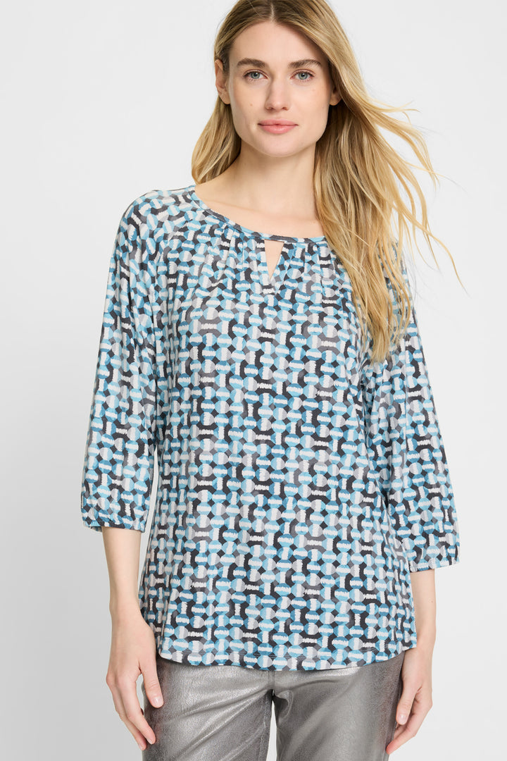 Olsen 11105204 Teal Blue Circle Print T-Shirt