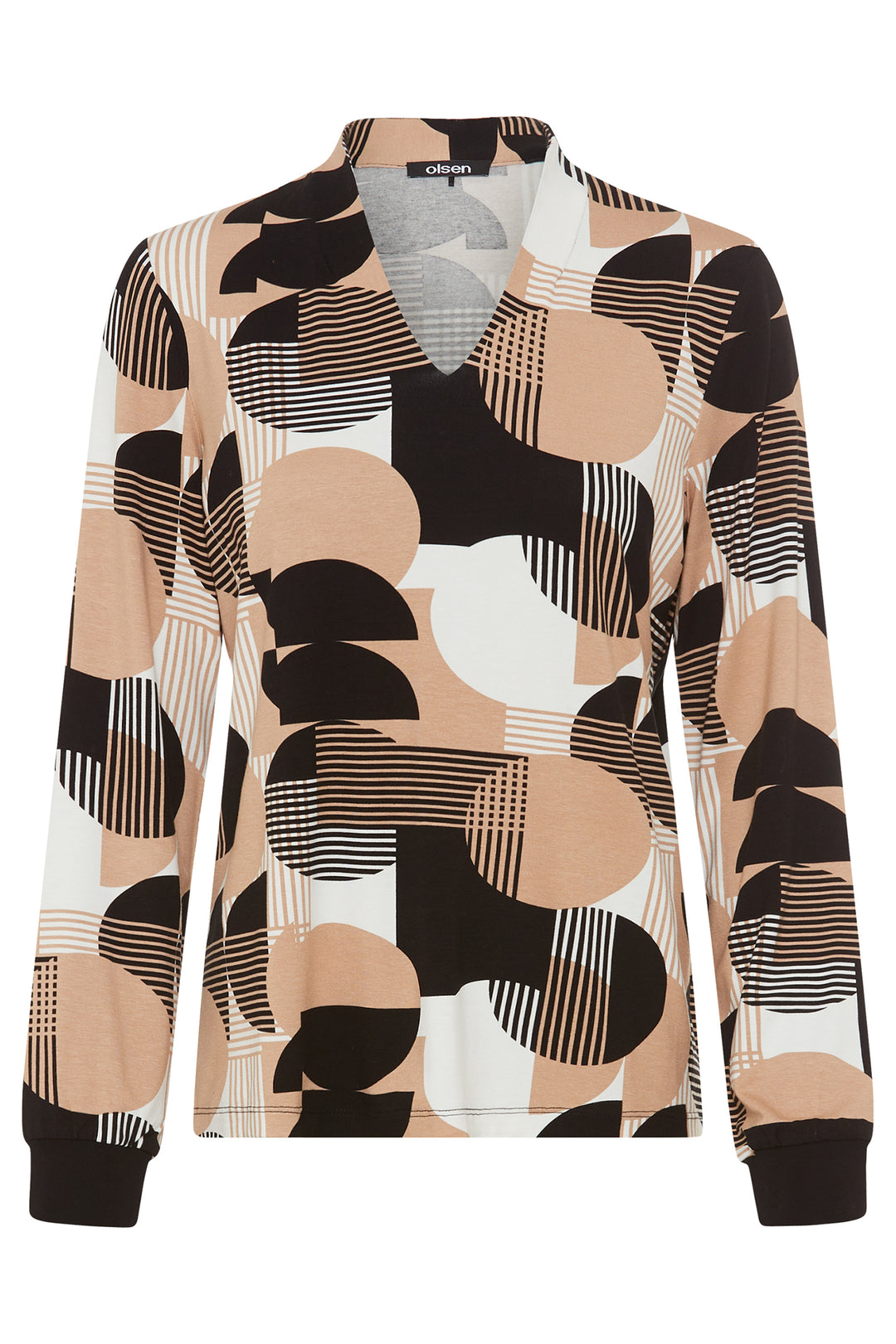 Long-sleeve shirt with abstract pattern on a white background