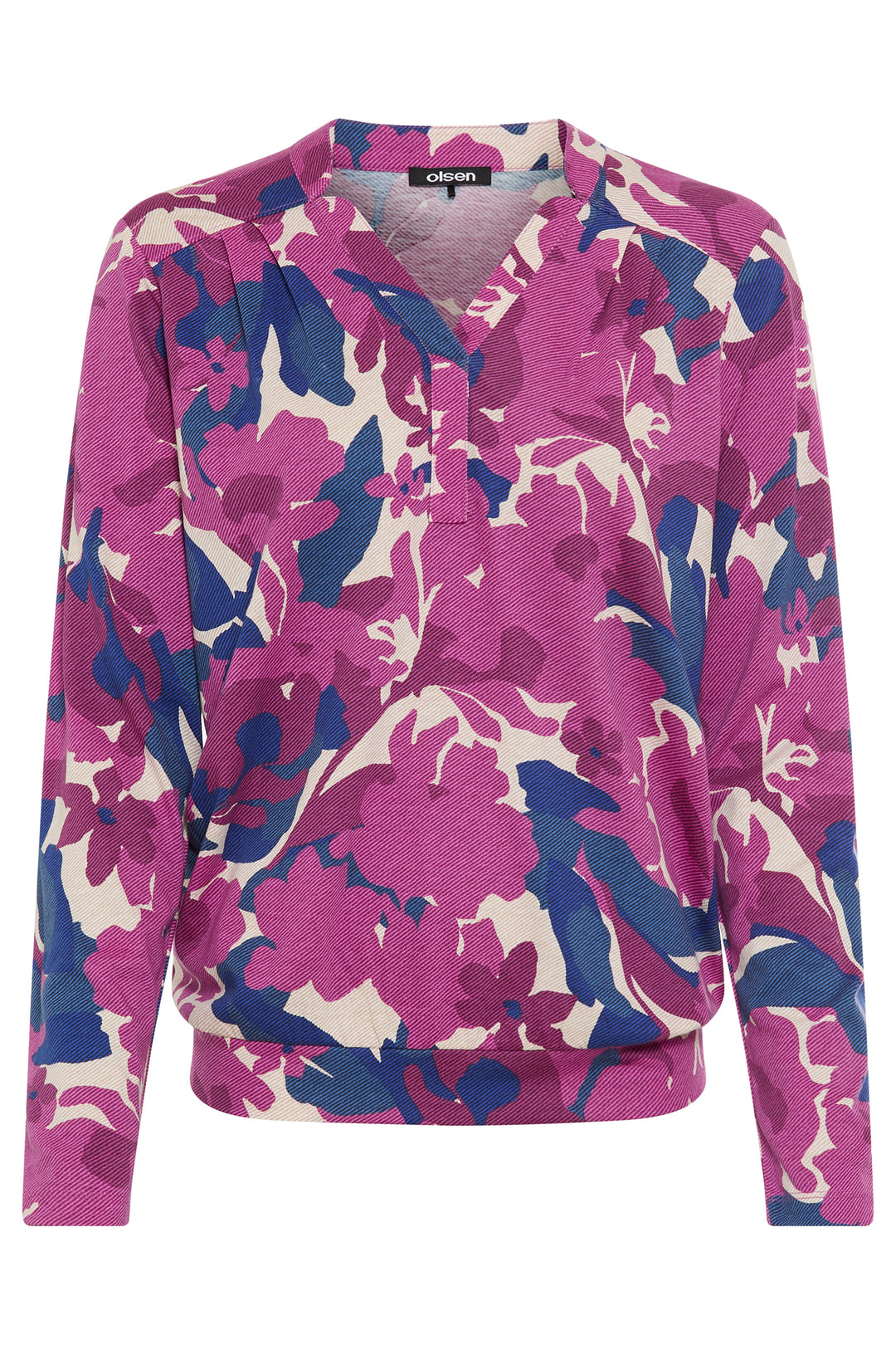 Floral patterned hoodie with pink, purple, and white colors on a white background