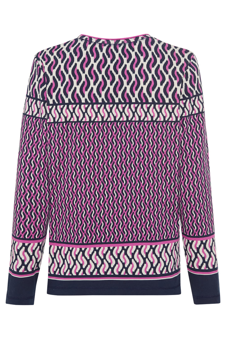 Olsen 11105243 Sweet Orchid Pink Navy Print Long Sleeve T-Shirt
