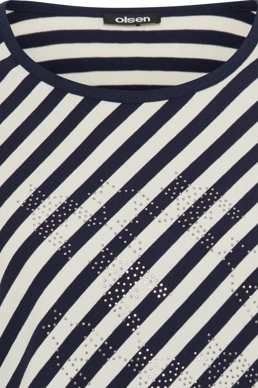 Olsen 11105247 Ink Blue Stripe Embellished Top