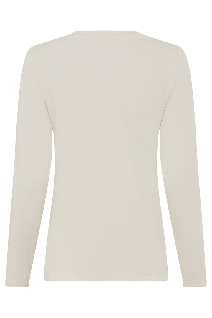 Olsen 11105284 Almond Cream Embellished Neck Long Sleeve T-Shirt