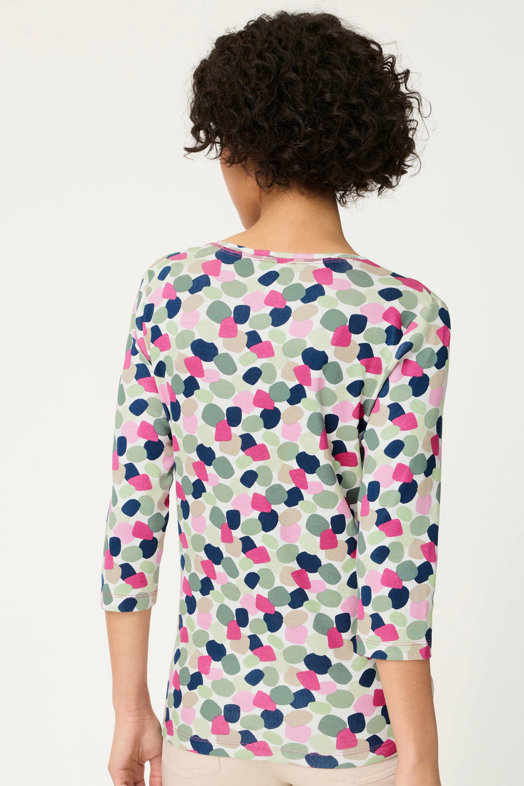Olsen 11105354 Electric Fuchsia Pink Spot Print Long Sleeve T-Shirt