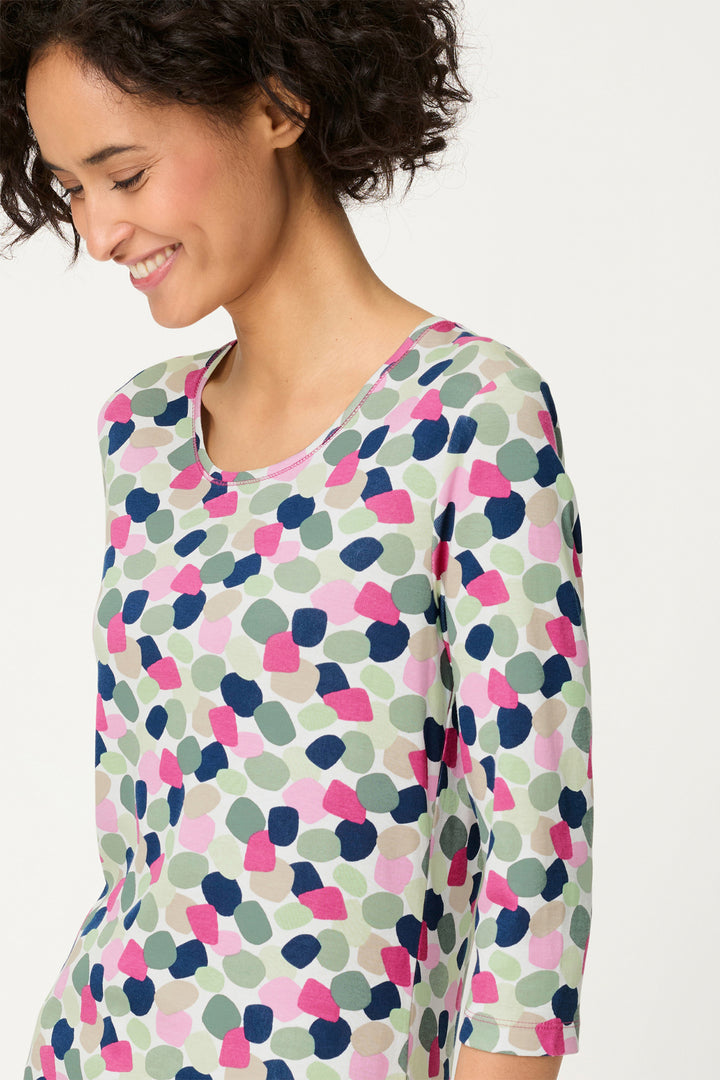 Olsen 11105354 Electric Fuchsia Pink Spot Print Long Sleeve T-Shirt