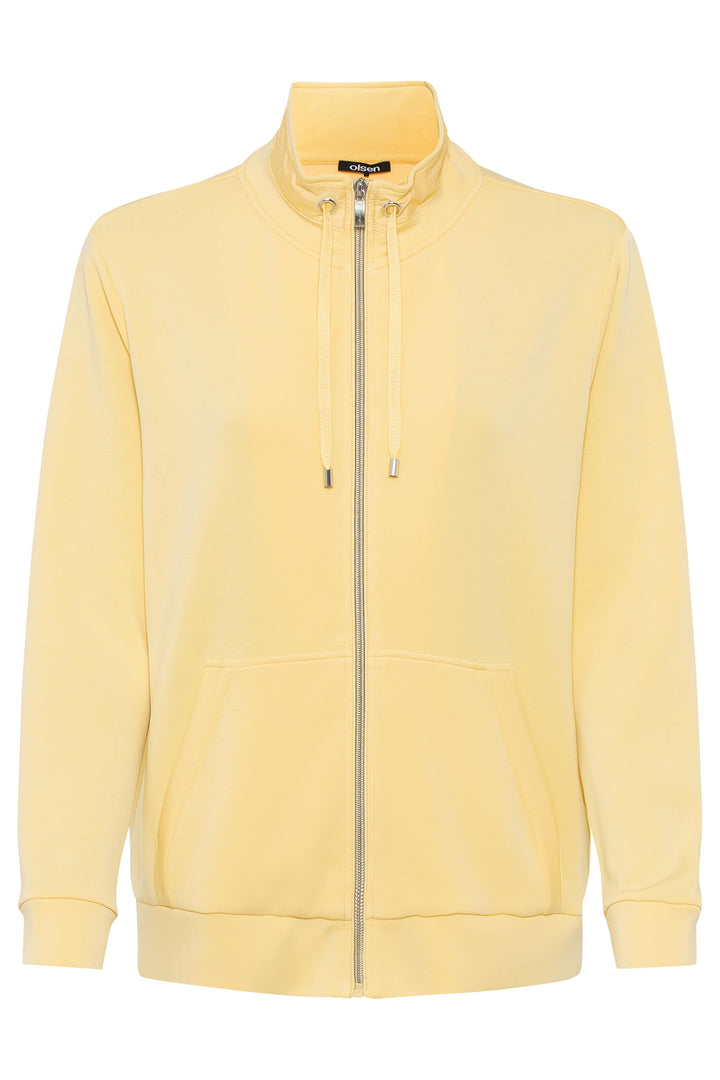 Olsen 11201499 Sunshine Yellow Zip Front Jersey Jacket - Experience Boutique