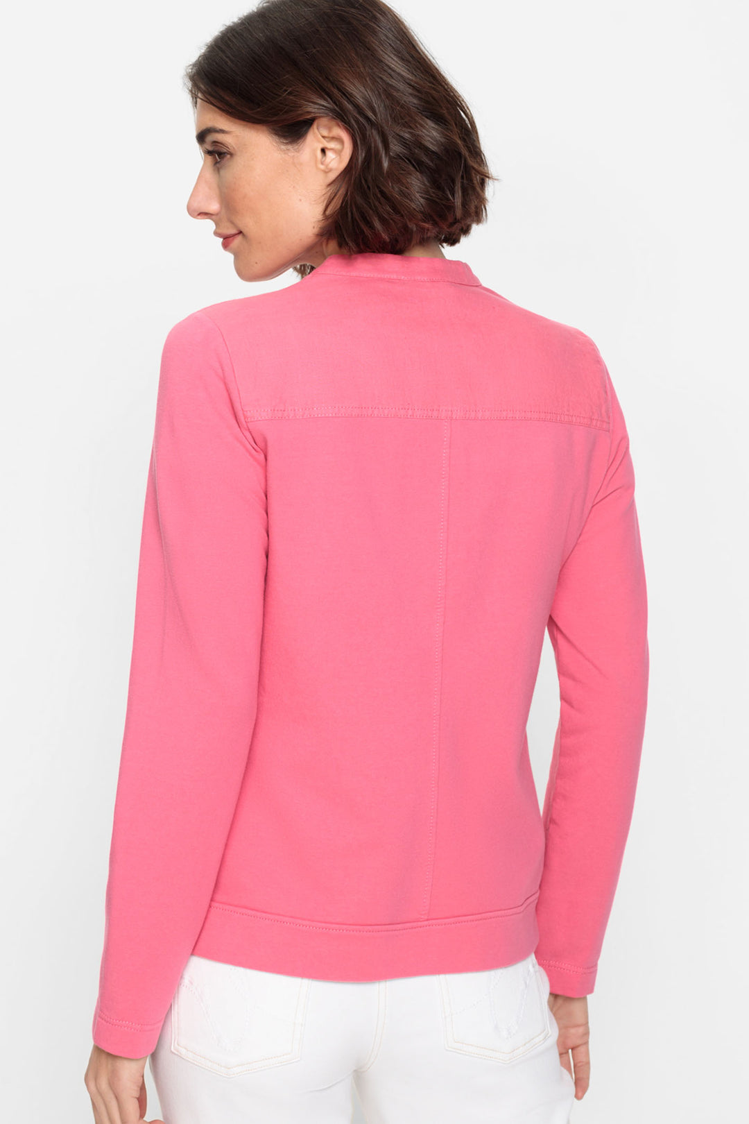 Olsen 11201572 Paradise Pink Jersey Zip Front Jacket - Experience Boutique