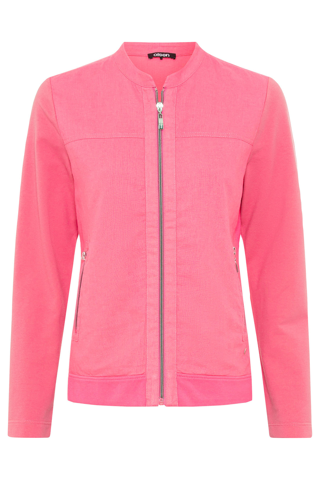 Olsen 11201572 Paradise Pink Jersey Zip Front Jacket - Experience Boutique