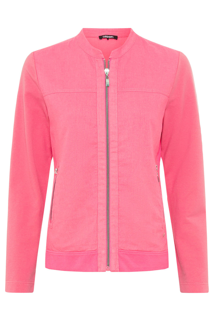 Olsen 11201572 Paradise Pink Jersey Zip Front Jacket - Experience Boutique