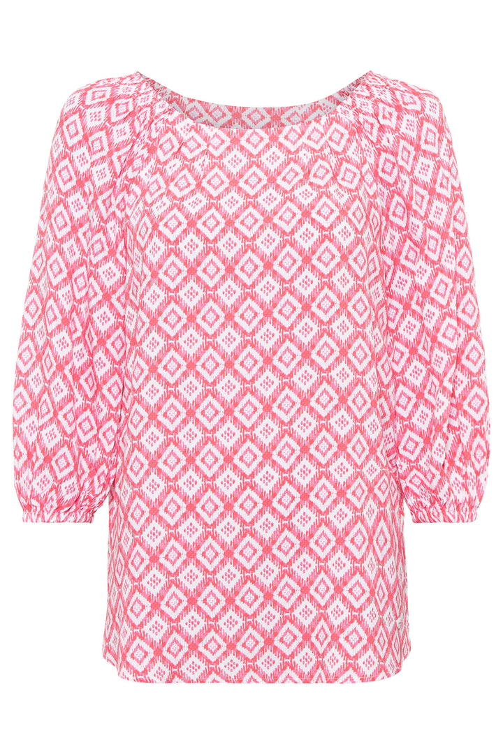 Olsen 12001790 Raspberry Pink Print Blouse - Experience Boutique