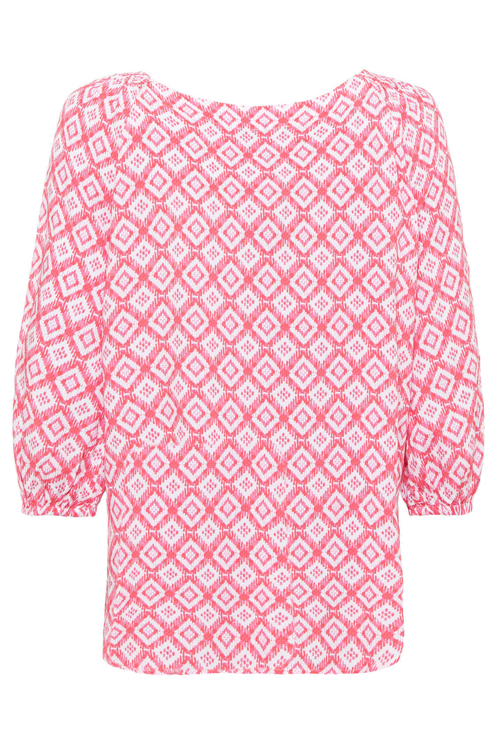 Olsen 12001790 Raspberry Pink Print Blouse - Experience Boutique