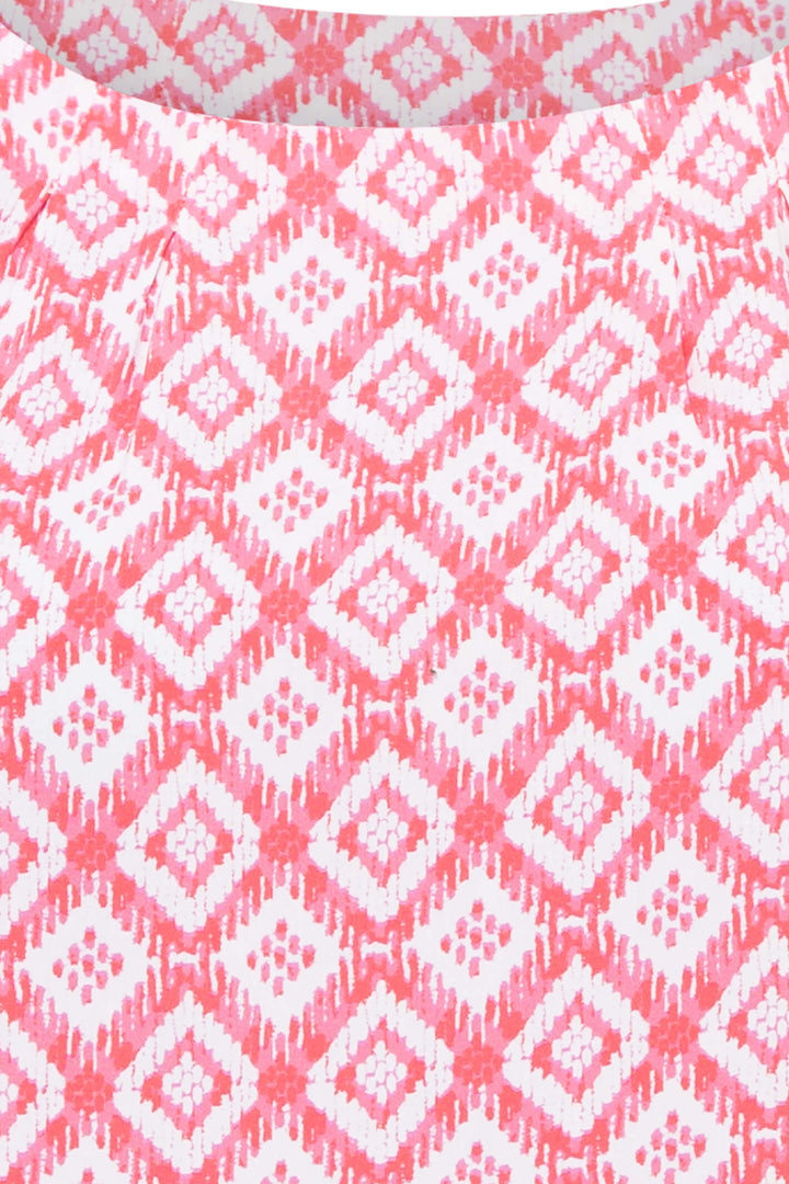 Olsen 12001790 Raspberry Pink Print Blouse - Experience Boutique