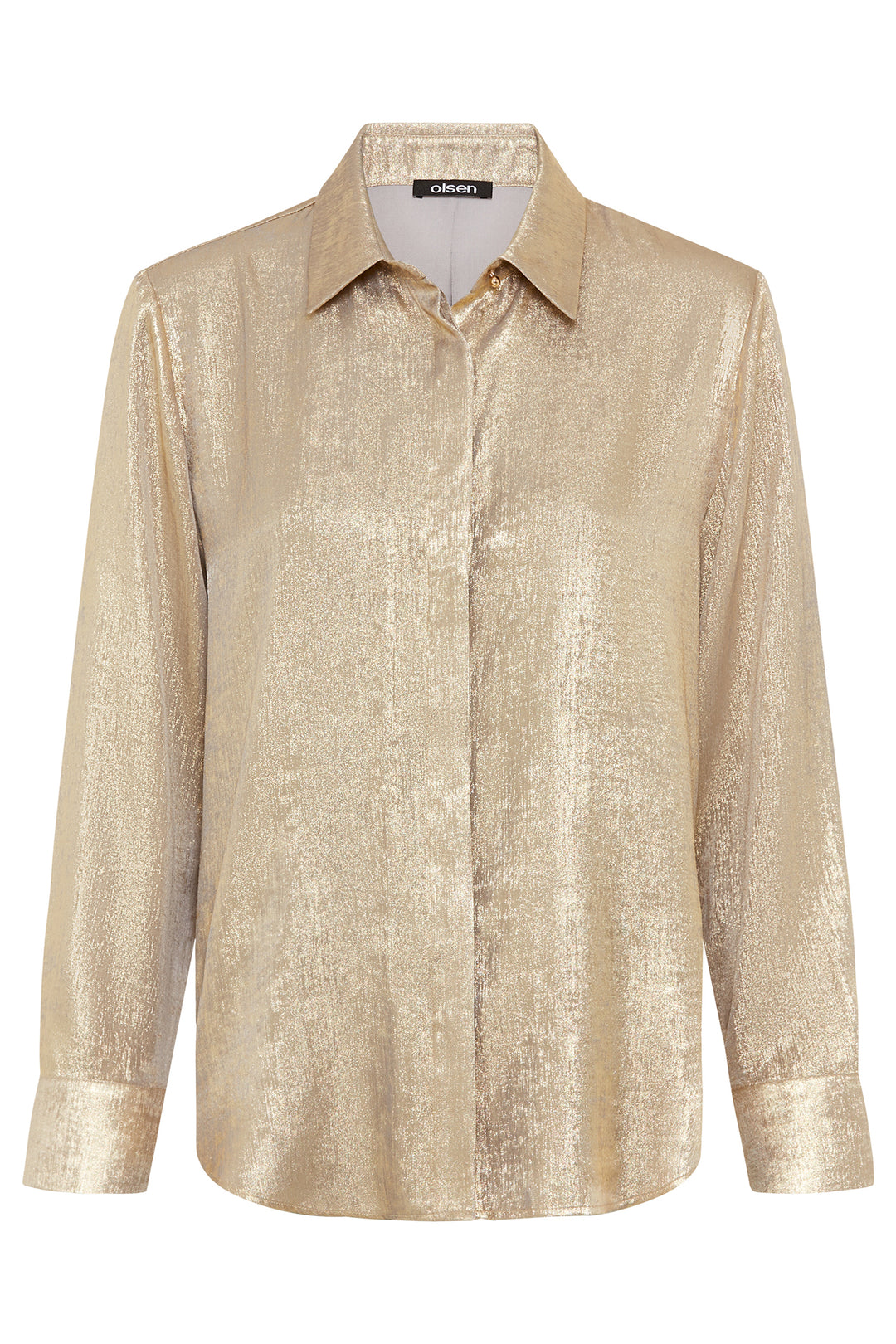 Gold metallic shirt on a white background