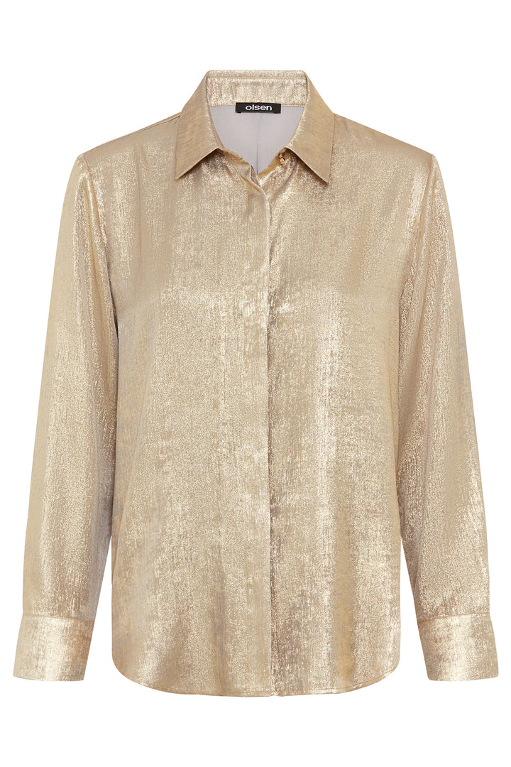 Gold metallic shirt on a white background