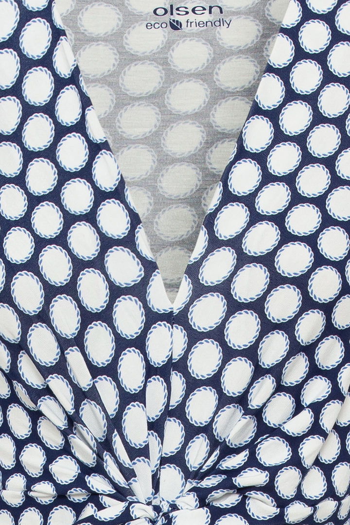 Olsen 13001758 Blue Nautical Print Jersey Dress - Experience Boutique