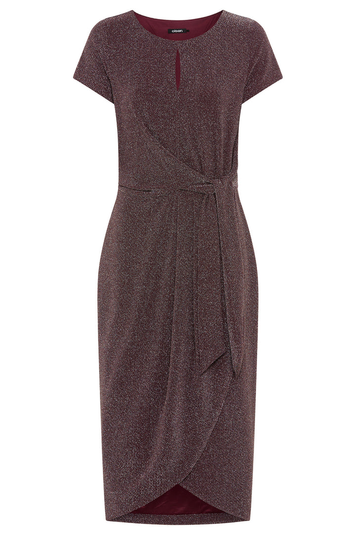 dark wine dress with a belt on a white background