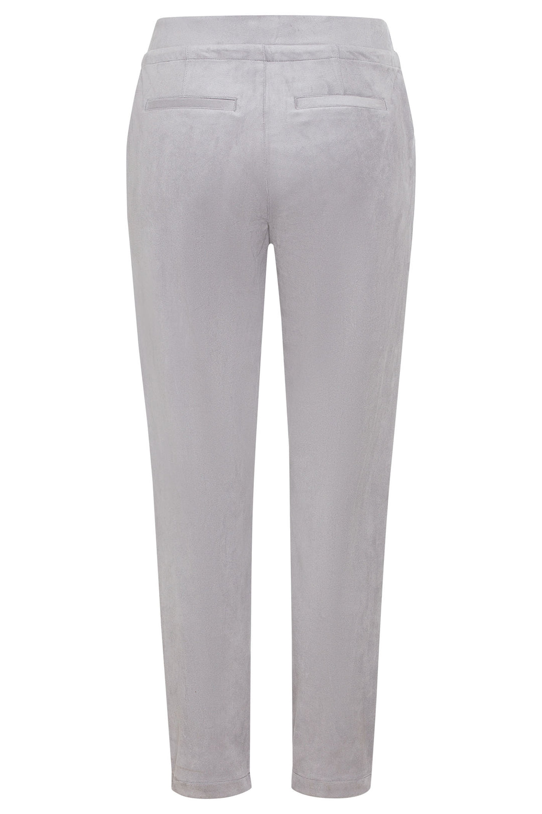 Olsen 14002007 Pearl Grey Faux Suede Jogger Trousers - Experience Boutique