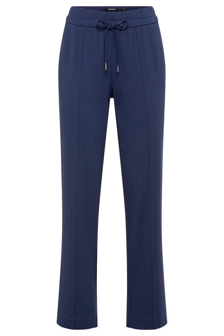 Olsen 14002017 40152 Night Blue Drawstring Waist Jersey Trousers - Experience Boutique