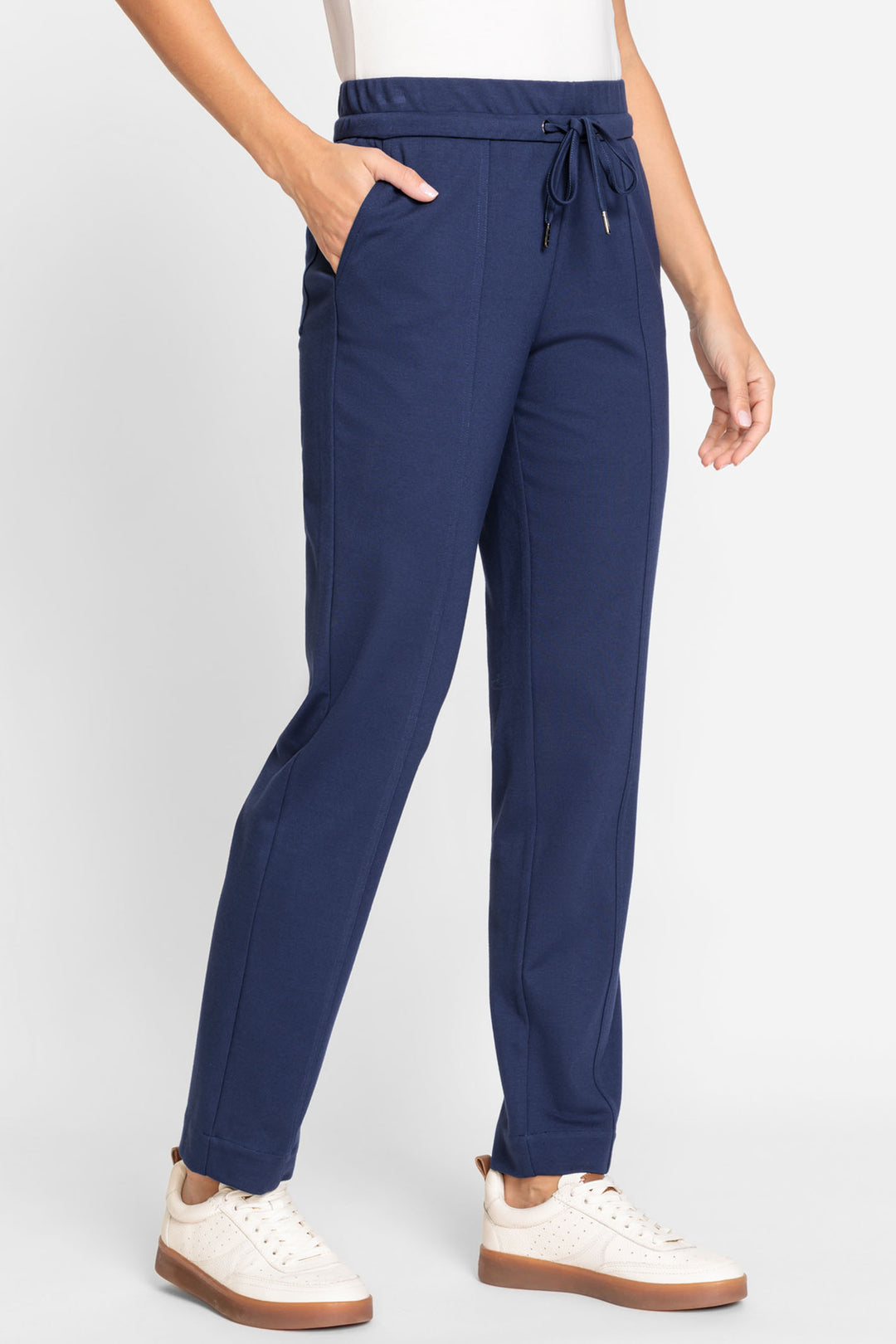 Olsen 14002017 40152 Night Blue Drawstring Waist Jersey Trousers - Experience Boutique