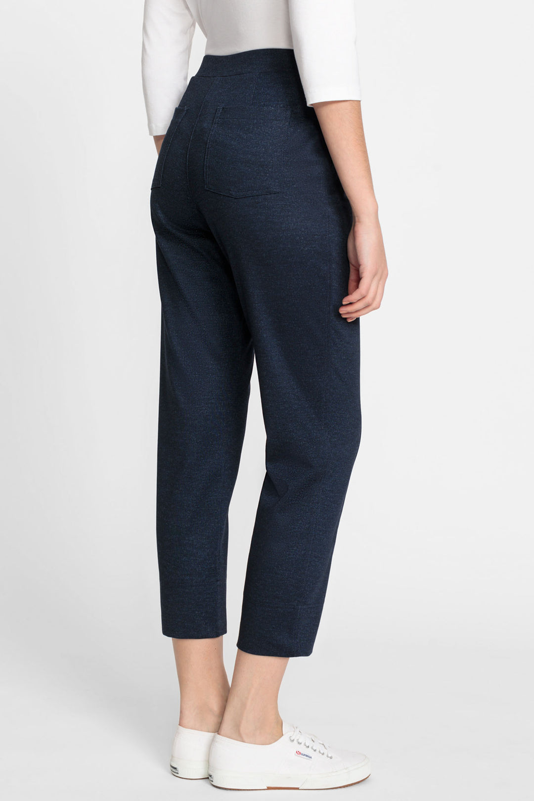 Olsen 14002057 Ink Blue Cropped Pull-On Trousers - Experience Boutique