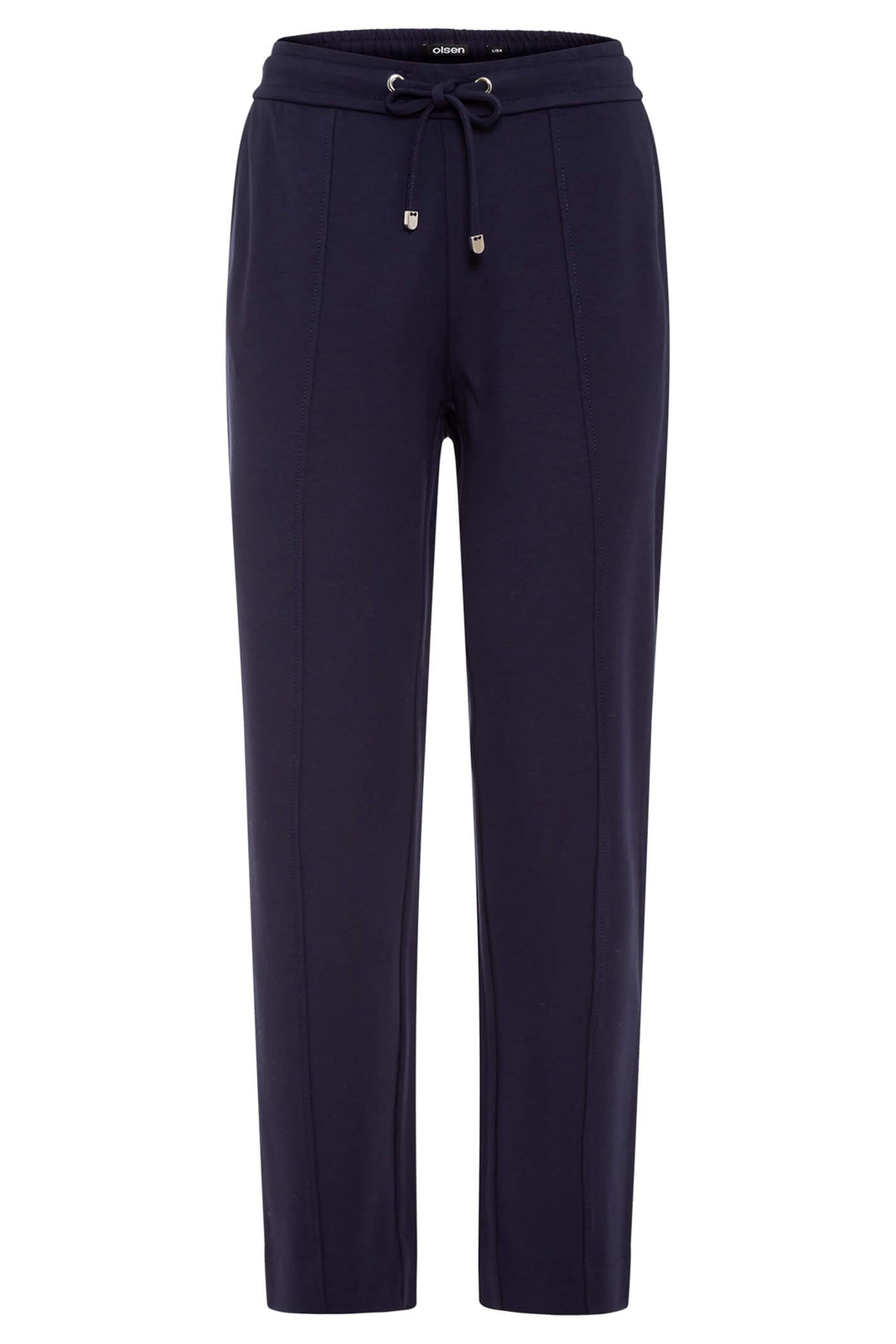 Olsen 14002101 Navy Ink Blue Pull-On Drawstring Waist Trousers - Experience Boutique