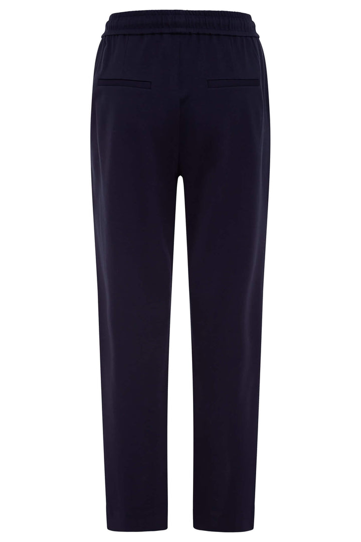 Olsen 14002101 Navy Ink Blue Pull-On Drawstring Waist Trousers - Experience Boutique