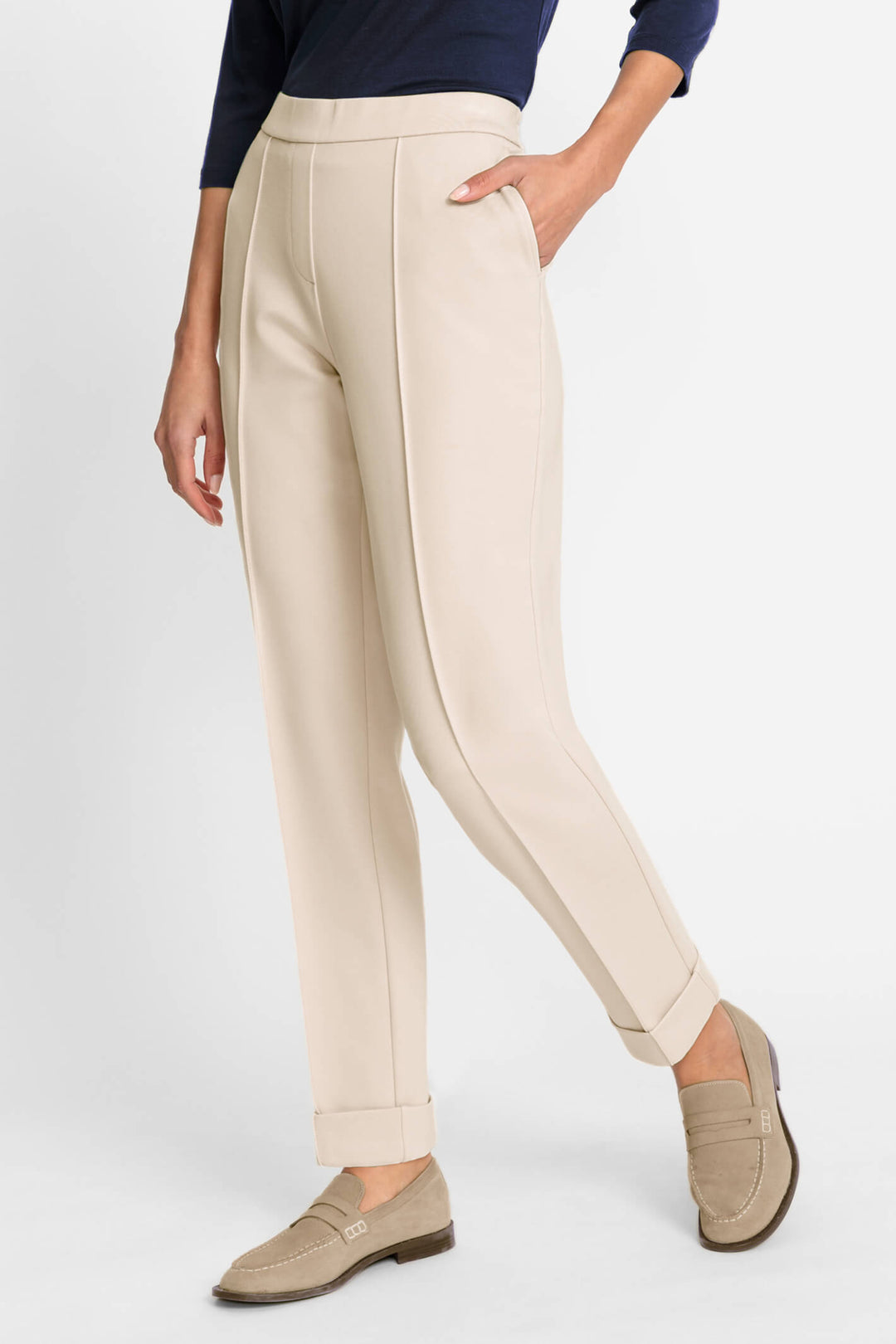 Olsen 14002105 Cream Pull-On Trousers - Experience Boutique