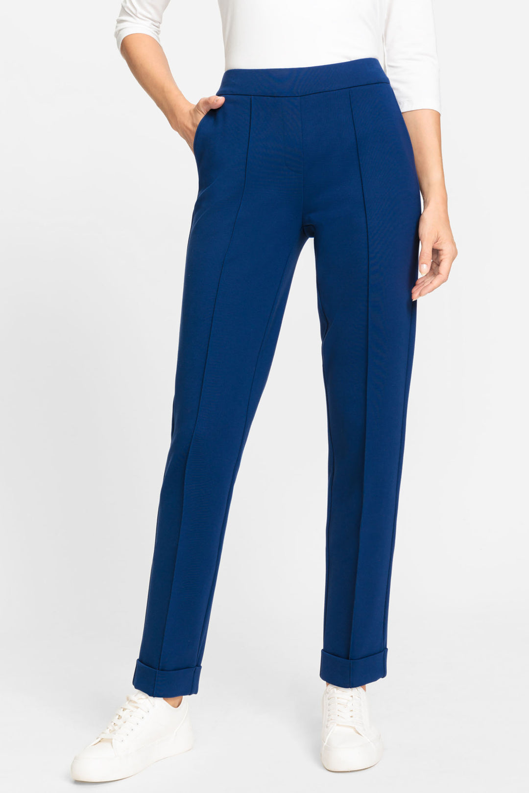 Olsen 14002105 Night Blue Ankle Grazer Pull-On Trousers - Experience Boutique