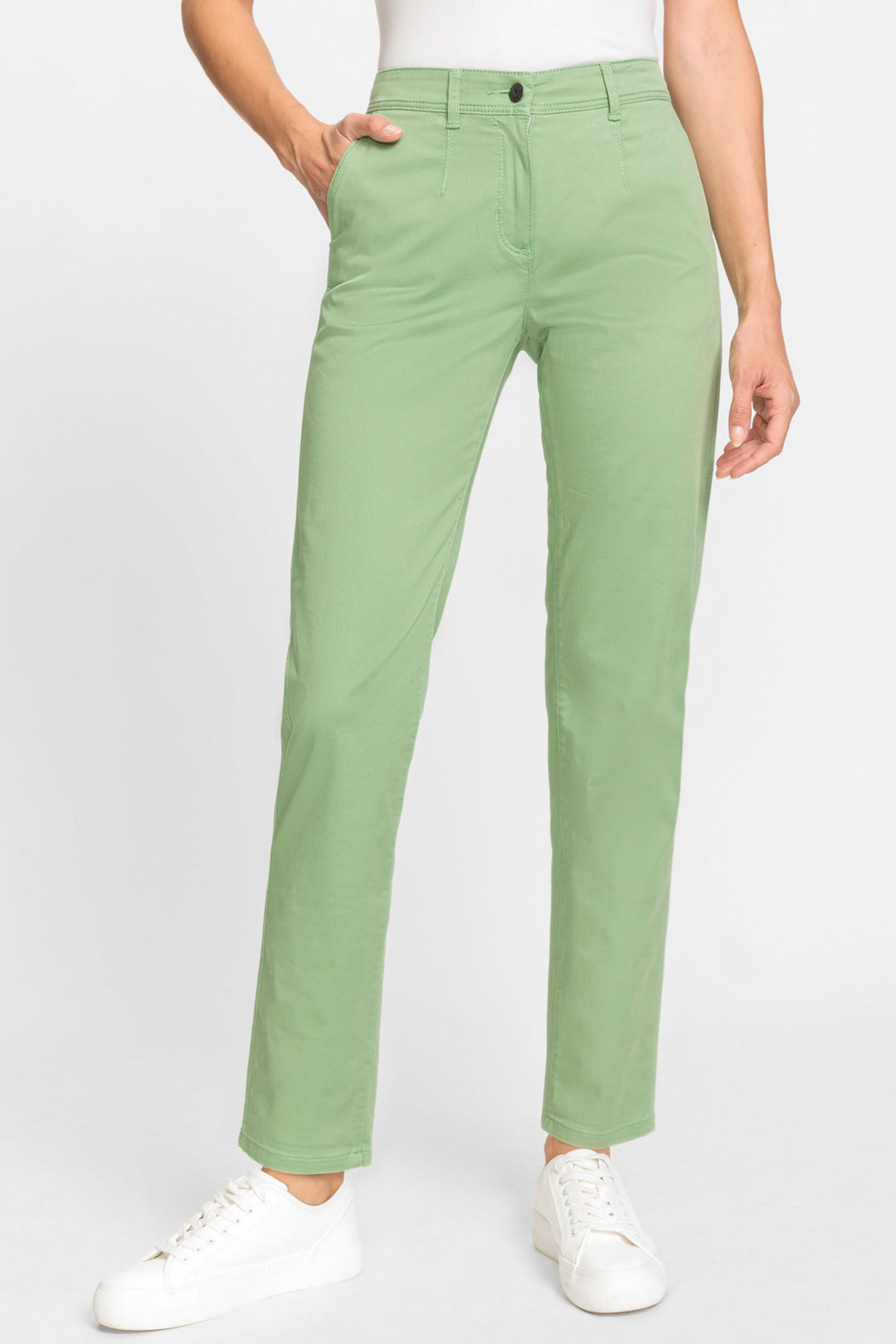 Olsen 14002144 Pistachio Green Ankle Grazer Trousers