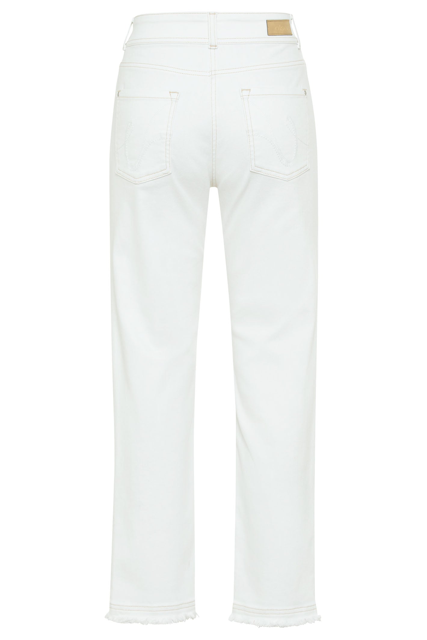 Olsen 14002164 White Frayed Hem Cropped Denim Jeans