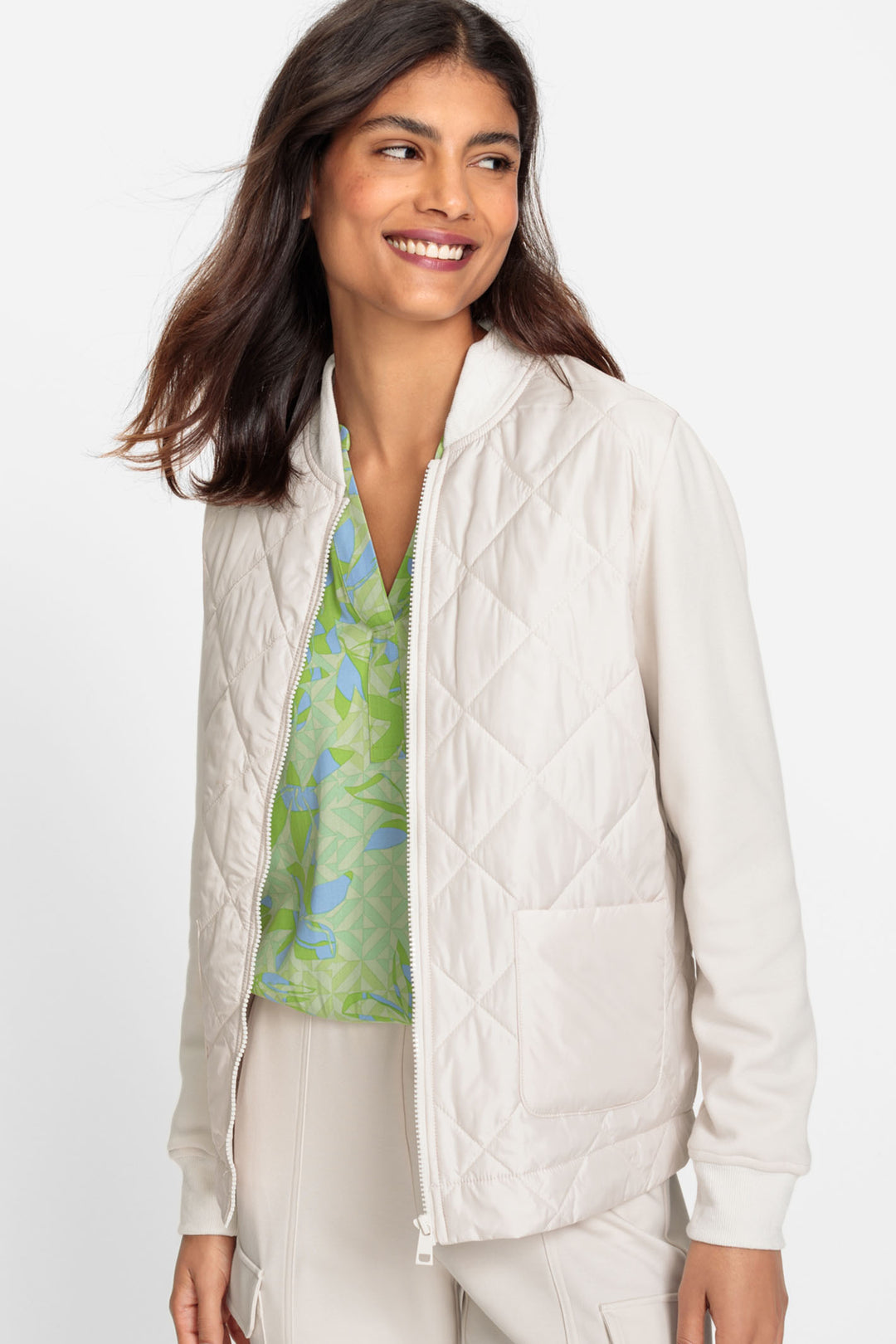 Olsen 15001406 10031 Marble Off White Diamond Quilt Jacket - Experience Boutique