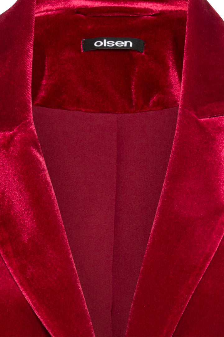 Olsen 15001452 Garnet Red Velour Blazer - Experience Boutique