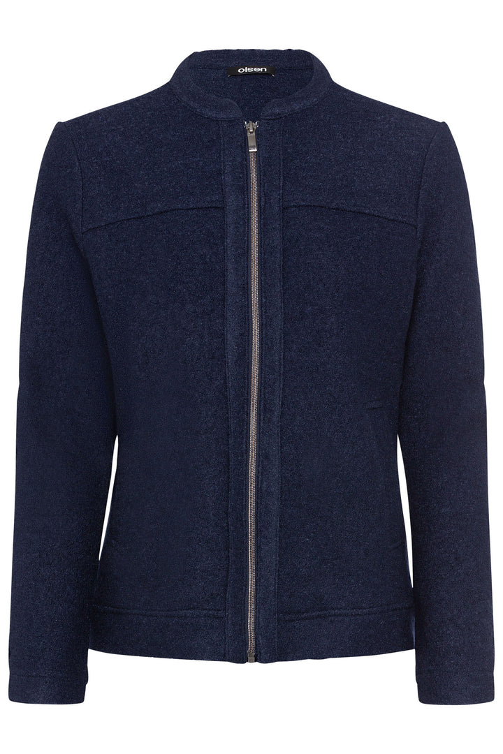 Olsen 15001457 Ink Blue Bomber Jacket - Experience Boutique