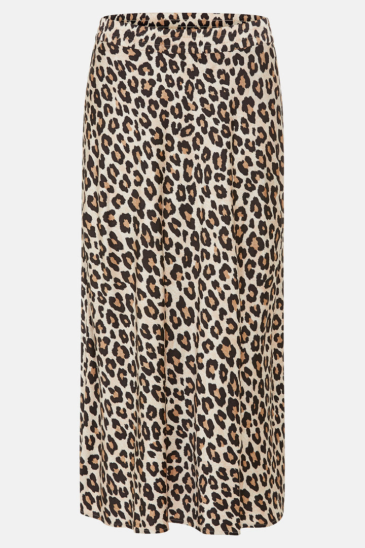 Leopard print skirt on a light gray background
