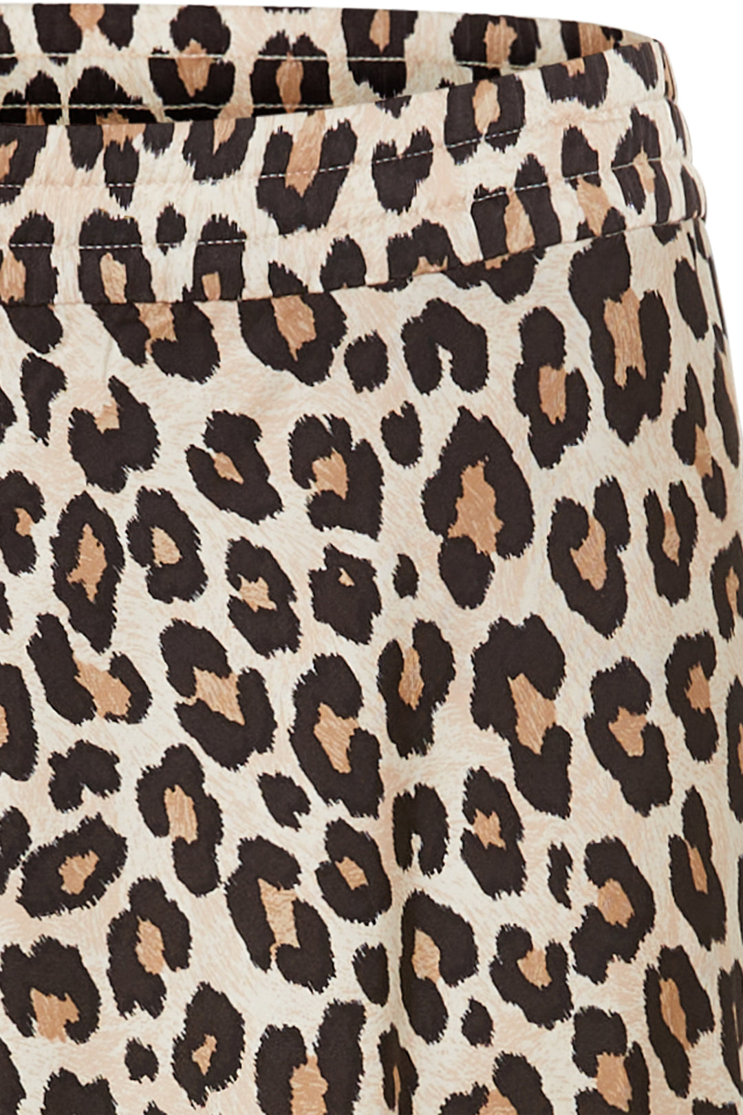 Close-up of leopard print fabric with a focus on pattern and texture.