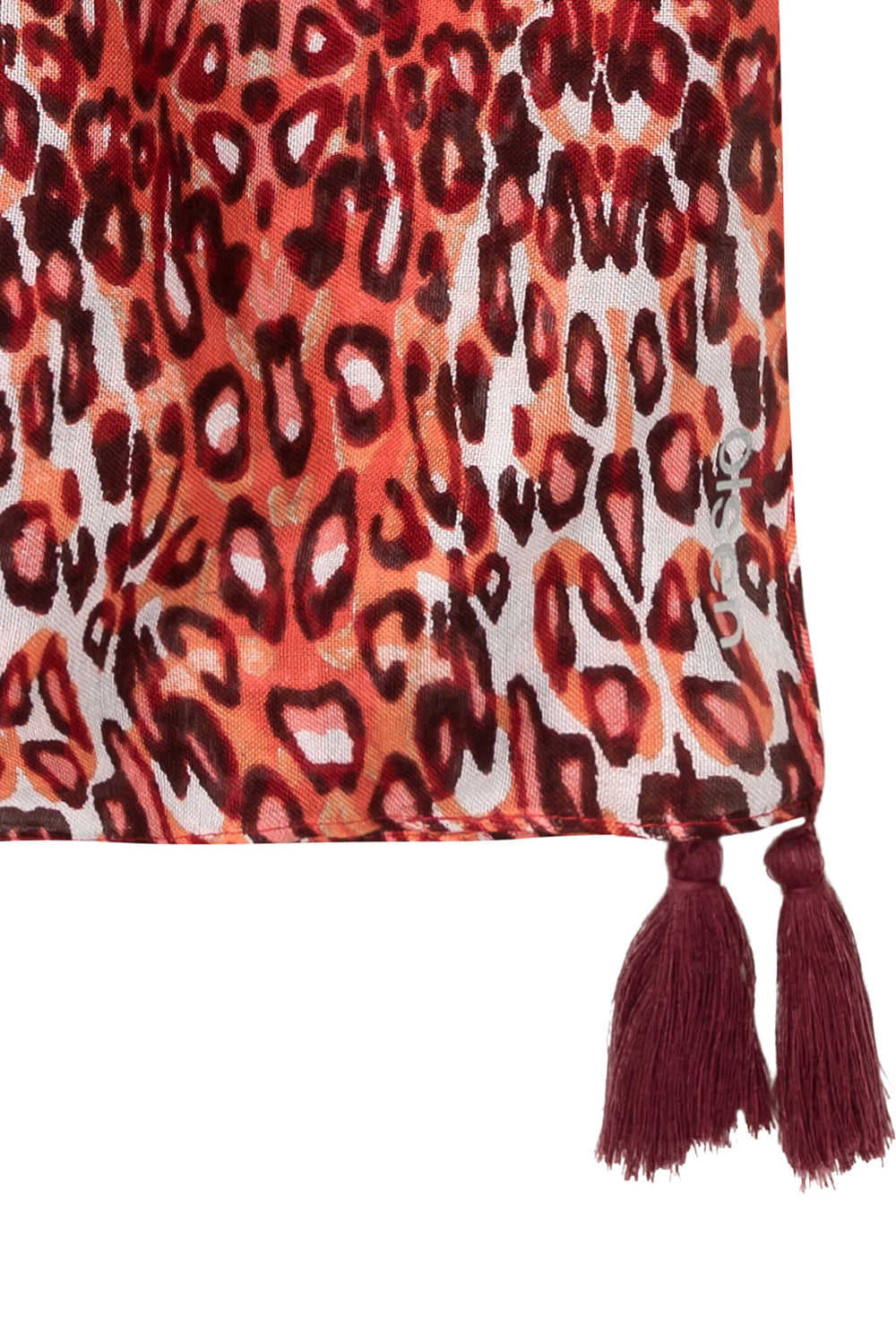 Olsen 18001850 Spiced Orange Animal Print Tassle Scarf - Experience Boutique