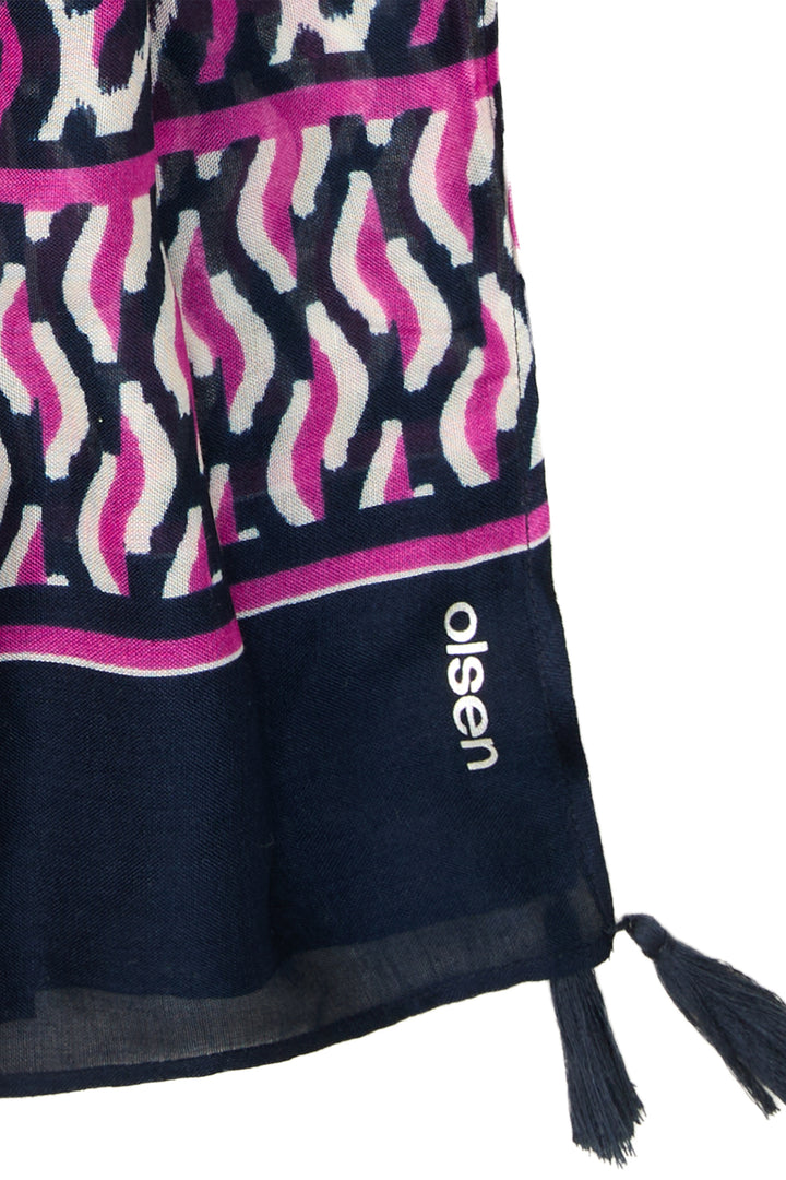 Olsen 18001997 Pink Navy Print Woven Scarf