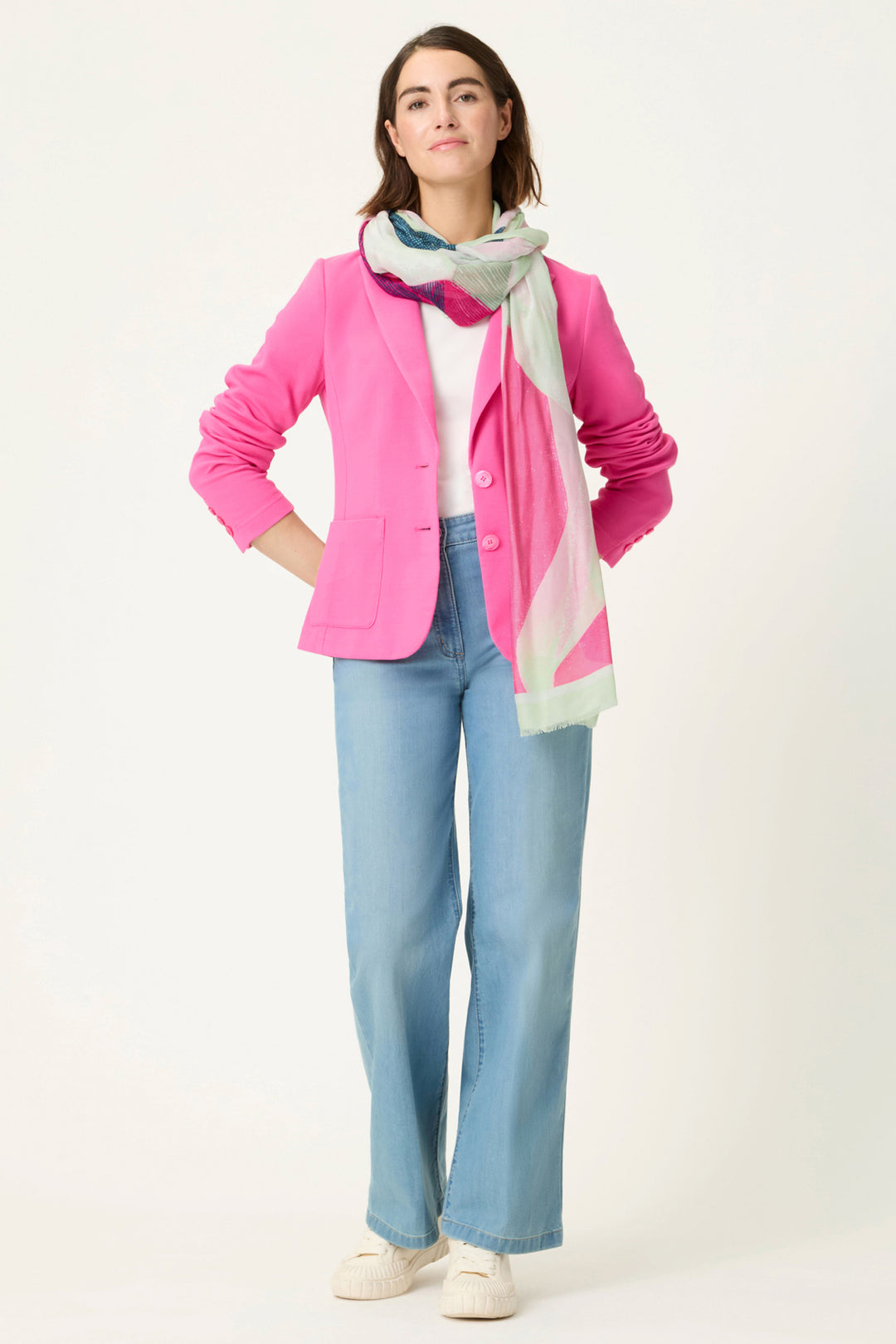 Olsen 18002019 Electric Fuchsia Pink Abstract Print Scarf