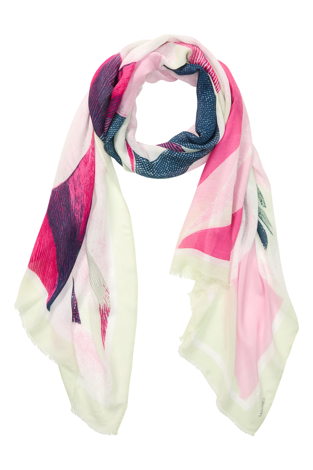 Olsen 18002019 Electric Fuchsia Pink Abstract Print Scarf