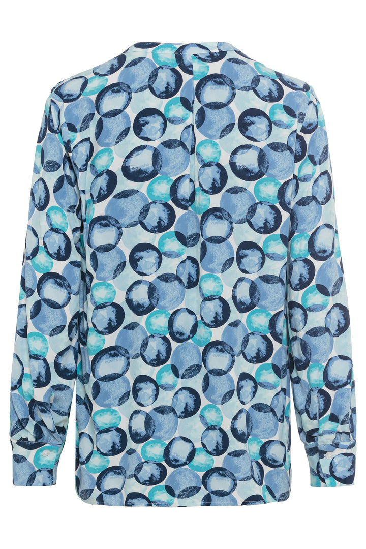 Olsen Blouse Pastel Mint Blue Circle Print 12001948 40189 - Experience Boutique