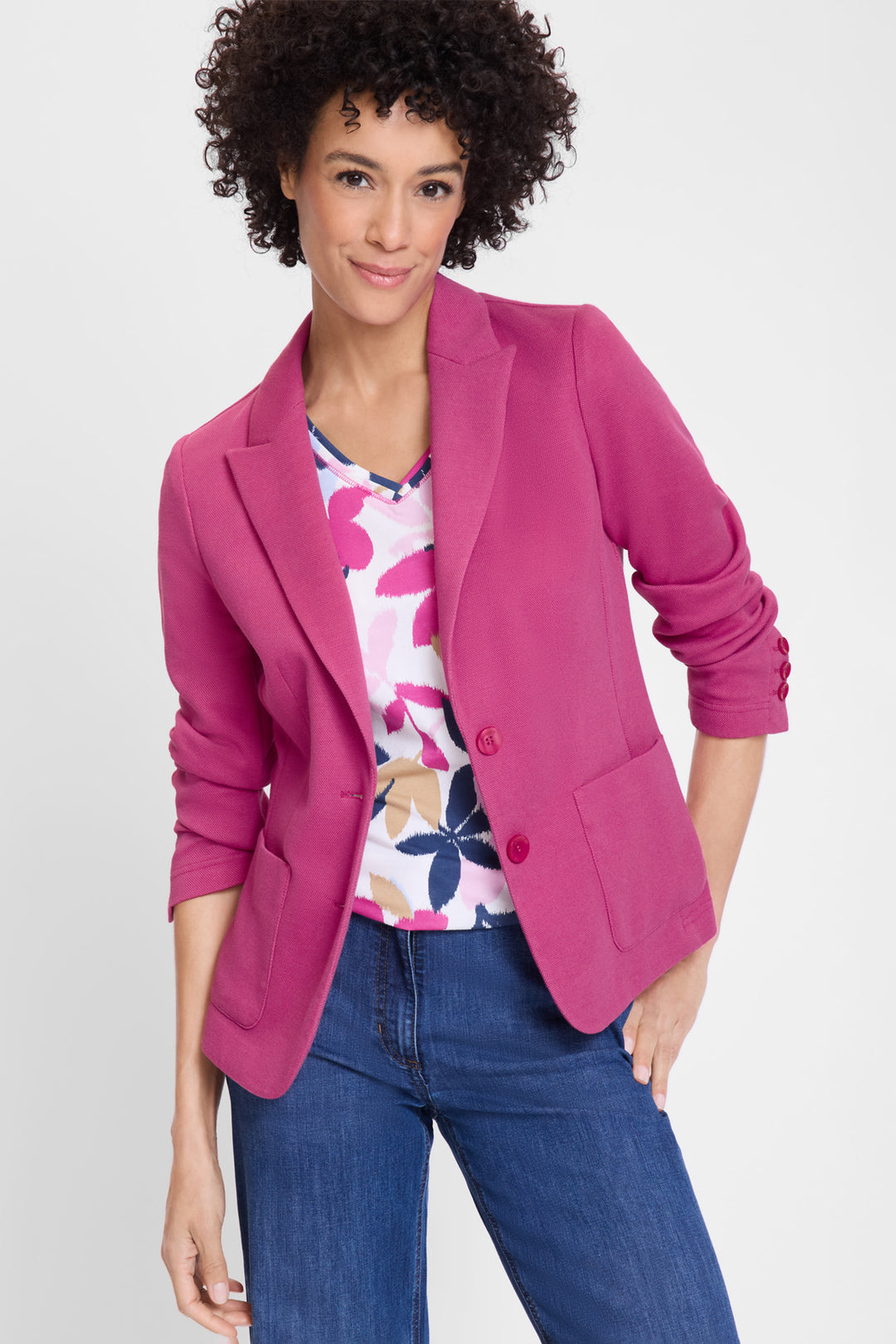 Olsen Boysenberry Pink Stretch Jersey Blazer Jacket 15001367 70077 - Experience Boutique