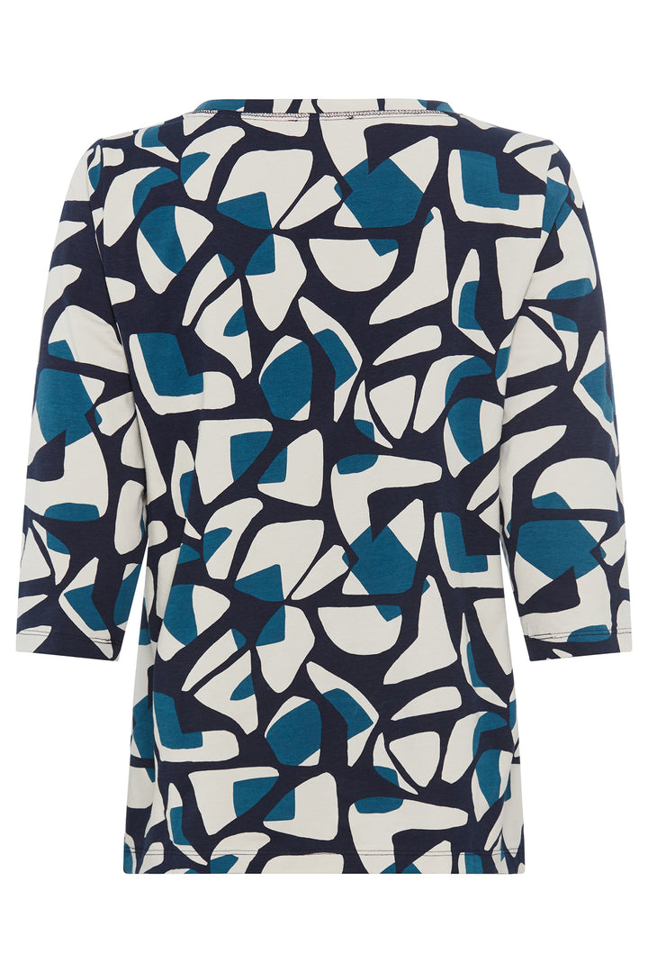 Olsen Ink Blue Geo Print T-Shirt 11105176 40173 - Experience Boutique