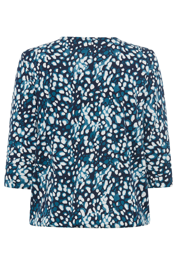 Olsen Ink Blue Pebble Print Longsleeve Top 11105178 40173 - Experience Boutique